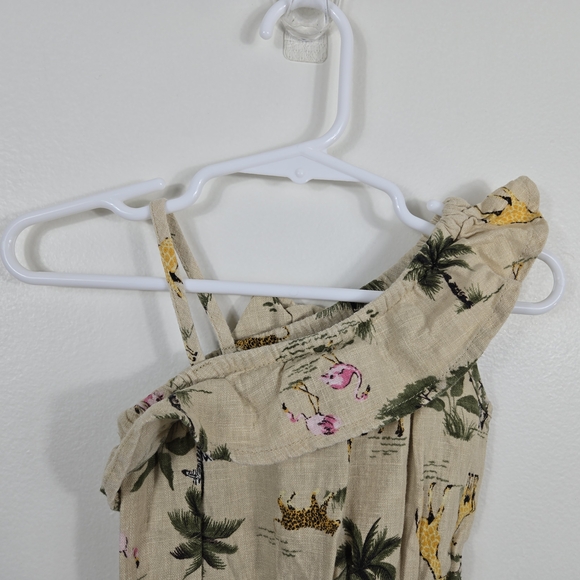 Old Navy Baby Girls Tan Tropical Animal Safari Ruffled One-Shoulder Romper 3-6M - Picture 2 of 9